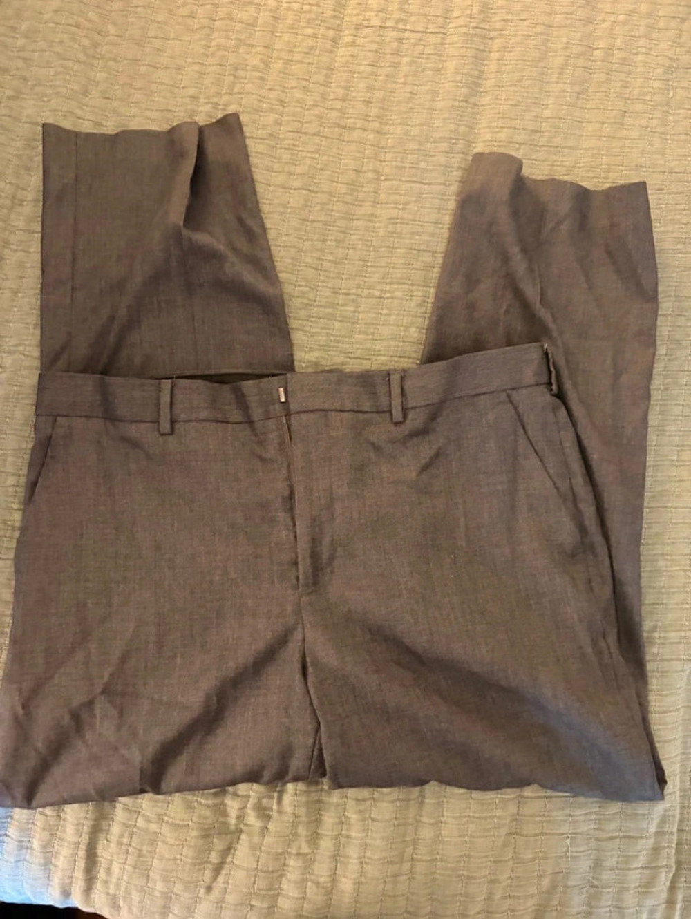 Dark grey Grey textured polyester/rayon trousers